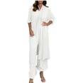 thumbnail image 1 of Timegard Vacation Outfits for Women 2 Piece Lightweight Open Front Long Top Wide Leg Rompers Sets, 1 of 5