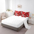 thumbnail image 3 of Ensemble de Douillette Simple à Fleurs de Coquelicots Rouges, 7 Pcs en Microfibre Douce à Rayures Noires et Blanches avec Drap-Housse, Drap Plat, 2 Couvre-Oreillers et 2 Taies d'Oreiller - Ensembles de Literie Florale de Plantes de Jardin, 3 of 5