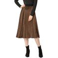 thumbnail image 1 of INSPIRE CHIC Jupe Midi Évasée Plissée en Velours à Taille Haute Élastique pour Femme, 1 of 6