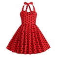 thumbnail image 2 of Zwiiyzr Robes Vintage des Années 1950 pour Filles de 3 à 8 Ans Robes d'Été à Col Licou à Pois Vintage pour Enfants Rouges, 2 of 5
