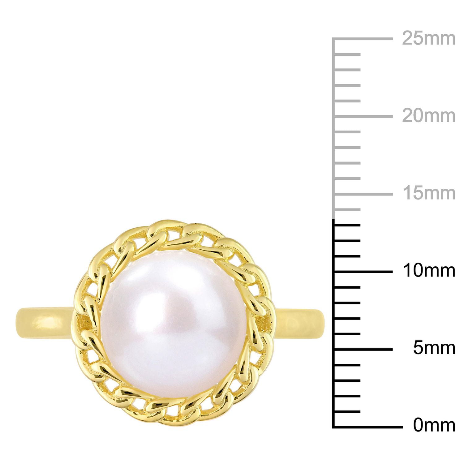 Bague maillon à auréoles Miabella de perles de culture d'eau douce en Argent Sterling Plaqué Jaune