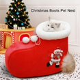 thumbnail image 1 of 1 Ensemble Lit pour Animal en Forme de Botte avec Tapis Épaissi Coussin Chaud pour Chat Nid Fournitures pour Chat, 1 of 10