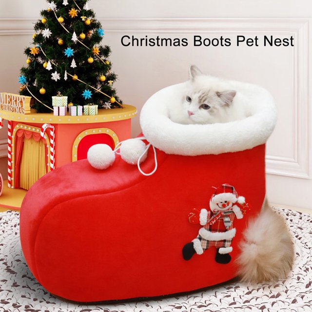 1 Ensemble Lit pour Animal en Forme de Botte avec Tapis Épaissi Coussin Chaud pour Chat Nid Fournitures pour Chat