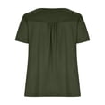 thumbnail image 4 of Timegard Hauts pour Femmes Grande Taille Col Rond Dentelle Manches Courtes Froncé Couleur Unie Chic Décontracté Tunique, 4 of 5