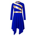 thumbnail image 3 of RUNQHUI Robe de Danse pour Filles Enfants Patchwork Métallique Ourlet Asymétrique Culte Église Bleu 14, 3 of 7