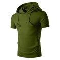 thumbnail image 1 of T-Shirt à Capuche à Cordon de Serrage Mode Décontractée pour Hommes Manches Courtes (Vert Armée, L), 1 of 3