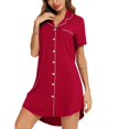 thumbnail image 2 of Kcodviy Chemise de Nuit Pyjama pour Femmes Robe de Pyjama pour Femmes Manches Courtes/longues Chemise de Nuit Boutonnée pour Femmes Haut de Nuit Chemise de Nuit Style Boyfriend pour Femmes Chemises Chemise de Nuit, 2 of 6