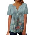 thumbnail image 1 of CEHVOM T-shirt à Manches Courtes Décontracté pour Femmes, Col Rond Imprimé, Ample, Blouse, Liquidation, 1 of 5