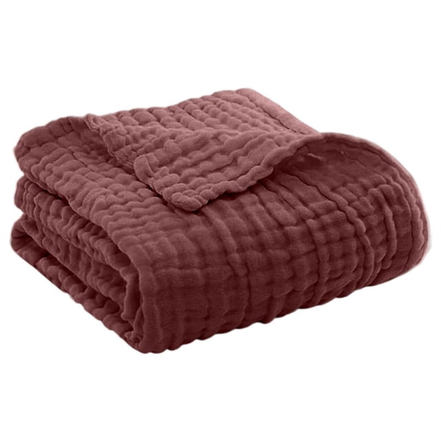 Feltree Muslin Blanket for Adults 59x79 Inches, made of 100% cotton in a lightweight and breathable design. The blanket features a soft muslin texture with a rich, earthy tone, ideal for summer use as a bedspread, sofa throw, or travel blanket. Its airy fabric promotes temperature regulation, making it suitable for warm nights and year-round comfort. The blanket is machine washable and easy to maintain.