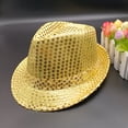 thumbnail image 2 of Eandarui Women Men Sequin Fedora Hat Disco Hat Jazz Dance Hat Hip-Hop Rapper Stage Performance Gold One Size, 2 of 4
