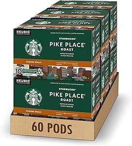 Starbucks Pike Place, Medium Roast Coffee, Single Serve Keurig K-cup Pods, 6 Boxes each, 60 Capsules each (Pack of 2)