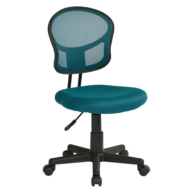 OSP Home Furnishings Mesh Back Armless Task Chair with Padded Fabric Seat, Blue