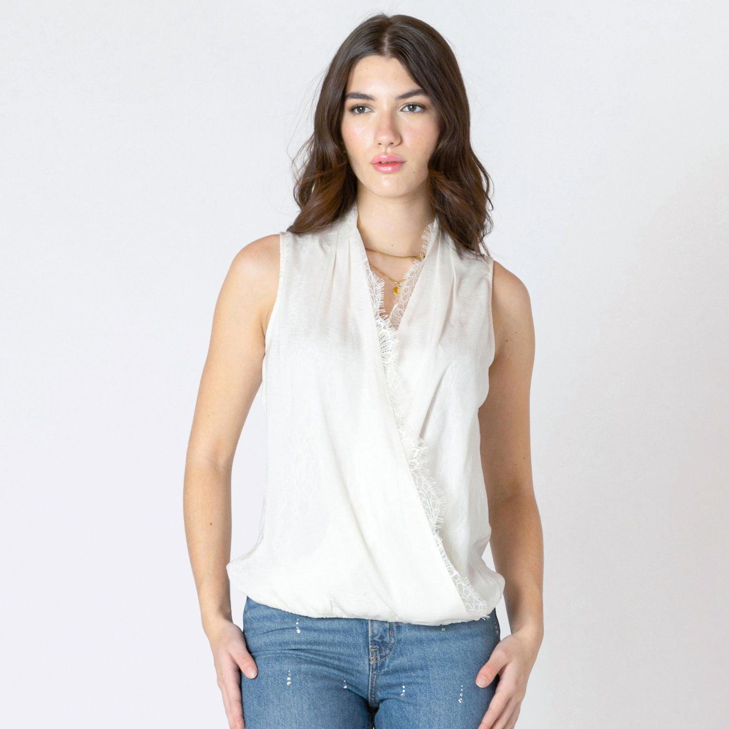 Devoted, Lace Insert Wrap Blouse, Sizes XS-XL