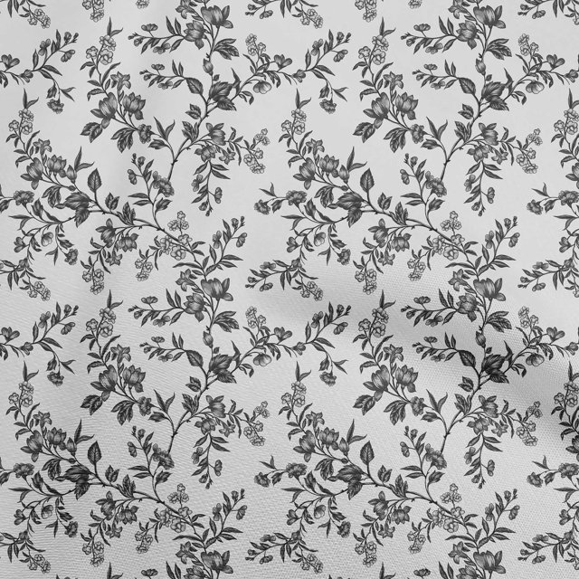 oneOone Cotton Cambric Light Gray Fabric Floral Craft Projects Decor Fabric Printed By The Yard 56 Inch Wide