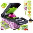 thumbnail image 1 of Mandoline Slicer, 15-in-1 Multi-Functional Kitchen Gadget Set, Veggie Chopper, Food Chopper with Container, Vegetable Cutter & Spiralizer for Onion Salad, Gray, 1 of 8