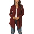 thumbnail image 1 of INSPIRE CHIC Cardigan Léger Décontracté à Manches Longues pour Femme, Ouvert Drapé, Printemps Automne, m Rouge Vin, 1 of 6