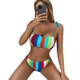 thumbnail image 4 of Women Bathing Suits Striped: 2PCS Fashion Strappy Bikini Swimsuit Beach Swimwear, 4 of 10