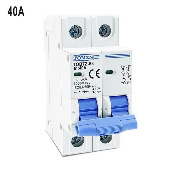Bgsha DC Circuit Breaker 1000V 2 Pole Double MCB Solar PV 6 10 16 20 32 40 50 63 Amp