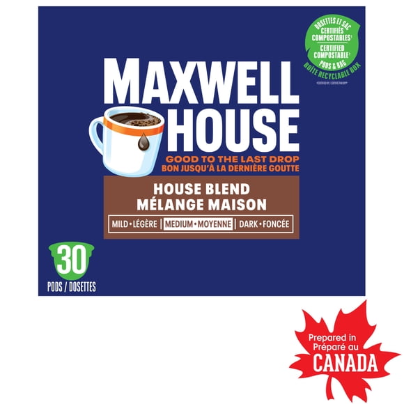 Maxwell House House Blend Coffee Certified Compostable K-Cup® Coffee Pods, 30 Pods, Medium