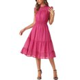 thumbnail image 2 of INSPIRE CHIC Robe en Mousseline pour Femme Sans Manches Taille Smockée Dorée Métallisée Star Robe de Soirée Rose Vif m, 2 of 6
