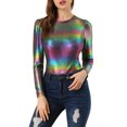 thumbnail image 1 of INSPIRE CHIC Haut pour Femme à Manches Longues Scintillant Pailleté Brillant Métallisé Hauts S Multicolore, 1 of 7