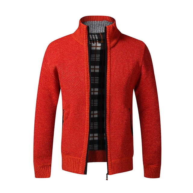 Pisexur Cardigan pour Homme Col Classique à Bande Fermeture Éclair Intégrale à Blocs de Couleur Rayé Cardigan en Tricot Torsadé Manteau Chandail