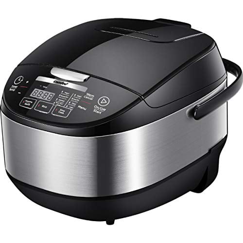 COMFEE` MB-FS5077 Cuiseur à Riz avec une Capacité Cuite de 20 Tasses en Noir. Présente un design Épuré avec un Affichage DEL Numérique et des Boutons de Commande sur le Panneau avant. Offre 11 Fonctions de Cuisson, Incluant Riz, sauté, Cuisson Lente, Vapeur et Yaourtière. Comprend des Accessoires comme une Tasse à Mesurer le Riz, un Support à Vapeur, une Palette à Riz, une Cuillère à Soupe et un Collecteur de condensation. Conçu avec une Capacité de 5 Litres, Convient aux Familles Ou aux Rassemblements.