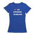thumbnail image 1 of Journée des Époux J'aime Mon Mari Génial T-shirt Graphique Bleu Royal pour Femme, 1 of 1