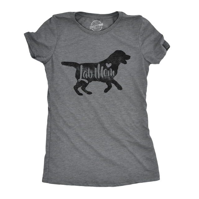 Womens Lab Mom T Shirt Cute Labrador Owner Tee Dog Gift Funny Top Graphic (Dark Heather Grey) - L