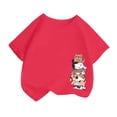thumbnail image 1 of LUOGENLI T-Shirt pour Filles, Mode Mignonne Imprimée, Décontracté, Col Rond, Manches Courtes, Été, 2025, Élégant, 4-6 Ans, 1 of 4