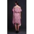 thumbnail image 4 of Bimba Robe Midi à Manches Flottantes Imprimé Oiseau Rose Épaules Dénudées Femme - TTTG, 4 of 6