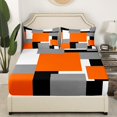 thumbnail image 3 of Erosebridal Futuristic Square Sheet Set Full, Modern Fashion Bedding Sets Full Size, Geometry Stripes Decor, 3 of 7