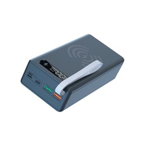 C12 Power Bank Shell Détachement sans soudure DIY 12x18650 QC PD Chargeur portable pour téléphone intelligent-noir rapide charge, avec charge sans fil