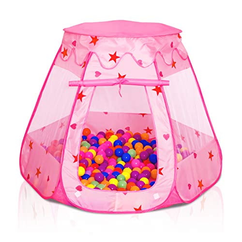 Baby Ball Pit for Toddler with 50 Balls, Kids Pop Up Play Tent for Girls, Princess Toys for Children Indoor & Outdoor Playhouse with Carry Bag (Ball Pit with 50 Balls)