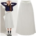 thumbnail image 3 of Womens Solid Pleated Elegant Midi Elastic Waist Maxi Skirt, 3 of 6