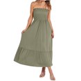 thumbnail image 2 of Gspmoly Robes d'Été pour Femmes 2025, Robe d'Été pour Femmes Sans Bretelles Smockée Ligne A Évasée Mode Bohème Robe de Plage Fête Longue Robe Maxi avec Poches Robes Formelles pour Femmes Économies d'Été, 2 of 7