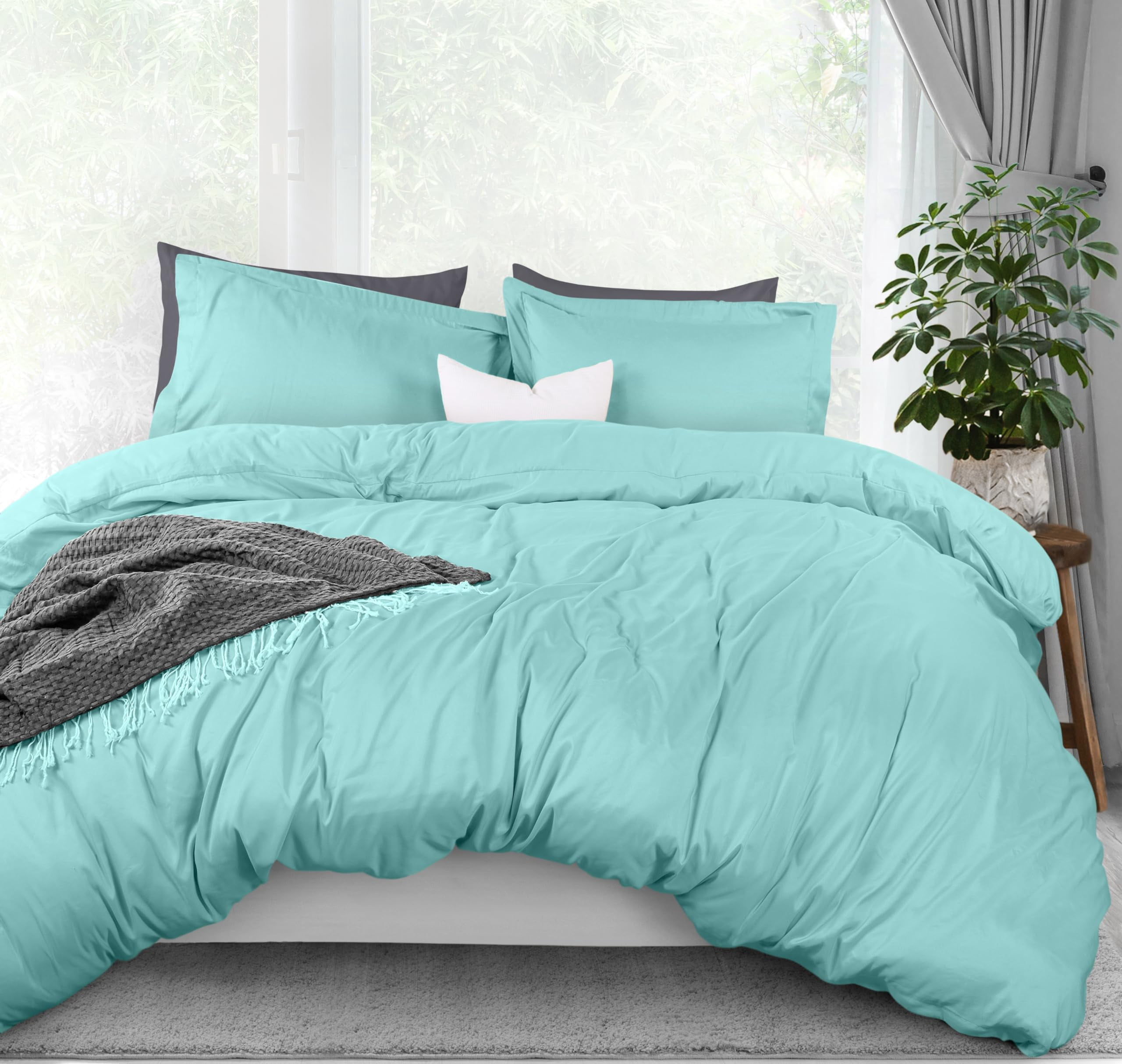 Utopia Bedding Duvet Cover Full Size - 1 Duvet Cover with 2 Pillow Shams - 3 Piece Bedding Duvet Cover with Zipper Closure - Soft Brushed Microfiber 80 X 90 Inches (Full Spa Blue)