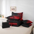 thumbnail image 5 of YST Aztec Dahlia Comforter Set, 7-Piece, Lotus Flower Theme, Full Size, Reversible Red Black Floral, 5 of 5