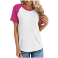 thumbnail image 1 of Timegard Womens Tops Summer Casual Color Block Drop Shoulder Short Sleeve Comfy Loose Blouse Top Tee, 1 of 5