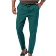 thumbnail image 1 of RXIRUCGD Men's Fashion Drawstring Elastic Waist Solid Color Casual Length Pants, Blue, Size: 3XL, 1 of 8