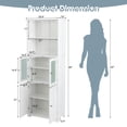 thumbnail image 3 of Gymax Armoire de Rangement Haute pour Salle de Bain, Colonne à Linge avec Porte en Verre et Tablette Ajustable, Blanc, 3 of 10