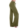 thumbnail image 2 of XZNGL Workwear Pants for Women, Elastic Waist with Button Closure, Side Pockets, Straight Wide Leg, Low Rise, Solid Color, Polyester Spandex Blend, 2 of 8