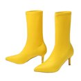 thumbnail image 4 of Women's Shoes British Style Fashionable Smooth Flock Pointed Candy Color Fine Heels Boots, 4 of 8
