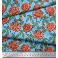 thumbnail image 3 of Soimoi Poly Georgette Fabric Leaves & Rose Floral Printed Fabric 1 Yard 52 Inch Wide, 3 of 3