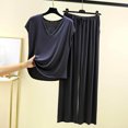 thumbnail image 2 of Yuyuzo Womens Pajama Set 2 Piece Short Sleeve V Neck Top Homewear Drawstring Pants Fall Comfy Pj Sets, 2 of 4
