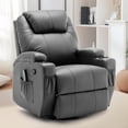 thumbnail image 1 of YSICK Swivel Rocker Recliner Chair with Massage PU Leather for Living Room,Grey, 1 of 7