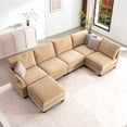 thumbnail image 1 of Canapé Sectionnel Modulaire de 124 Pouces, Canapé Sectionnel en U 6 Places avec Pouf de Rangement et Ports USB, Beige, 1 of 9