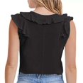 thumbnail image 5 of Ashirexll Tank Tops for Women Fashion Sleeveless Solid Color V-Neck Ruffled Casual Comfortable Blouses, 5 of 5