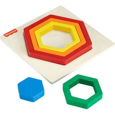 Fisher-Price Mini Puzzle Arc-en-Ciel en Bois Hexagone - Exclusivité Walmart