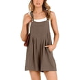 thumbnail image 2 of GDREDA Women's Short Overalls Summer Casual Adjustable Strap Loose Linen Short Bib Overalls Jumpsuit Rompers Turtle Neck Long Sleeves, 2 of 7